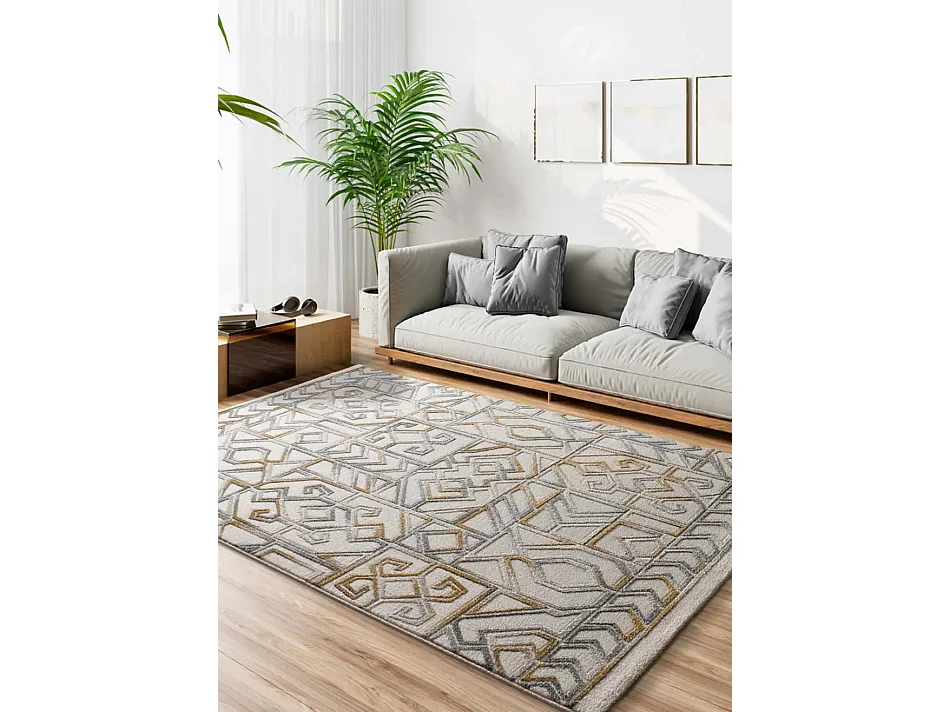 Tapis intérieur - ethnique avec relief - crème / multicolore - 200 x 290 cm - AMARA