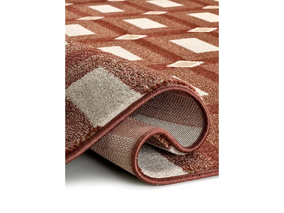 Tapis intérieur - géométrique - rouille / beige - 80 x 150 cm - ASTRA