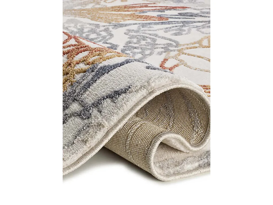 Kurzflorteppich - abstrakt mit Relief - creme / mehrfarbig - 160x230 cm - AMARA