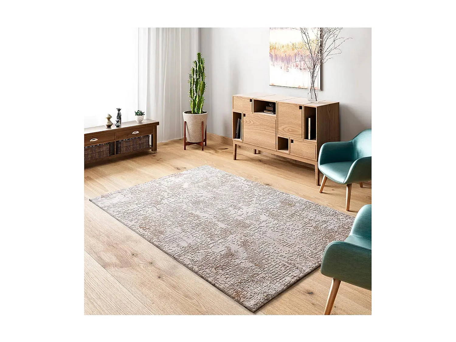 Tapis intérieur - abstrait avec relief - beige - 192 x 290 cm - ORIS