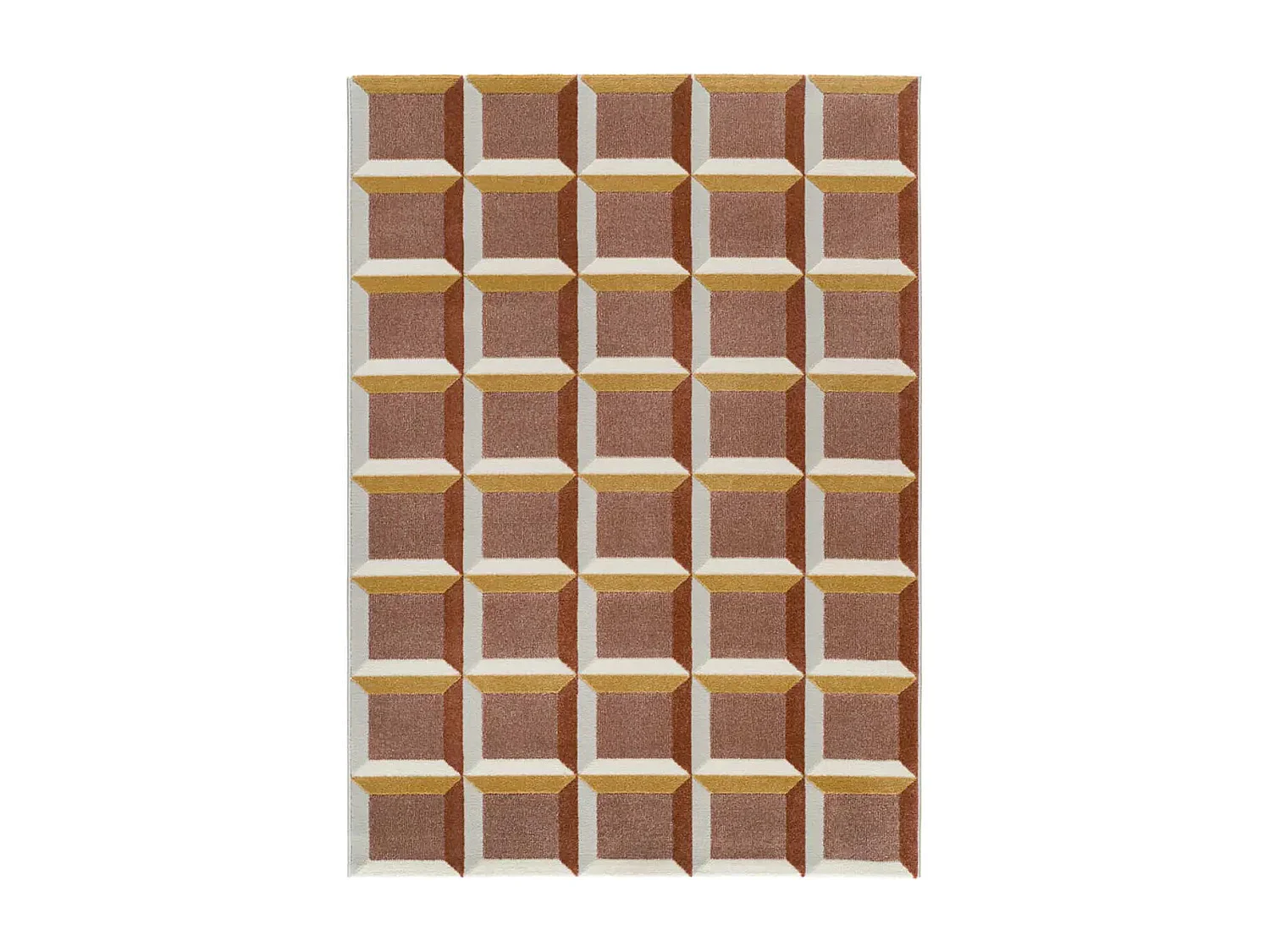 Tapis intérieur - géométrique avec relief - rouille - 200 x 290 cm - AMARA