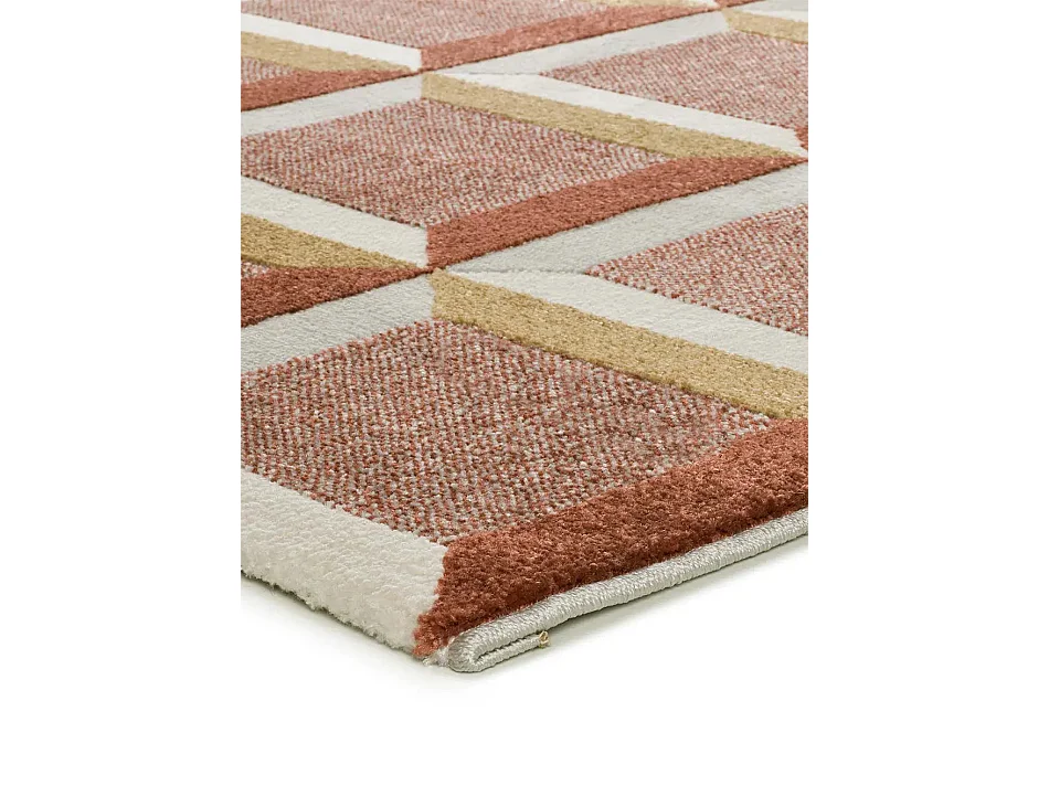 Tapis intérieur - géométrique avec relief - rouille - 200 x 290 cm - AMARA