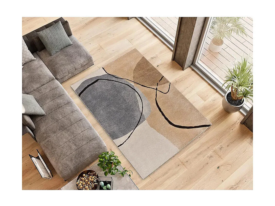 Tapis intérieur - abstrait - beige / gris - 160 x 230 cm - LESSIA