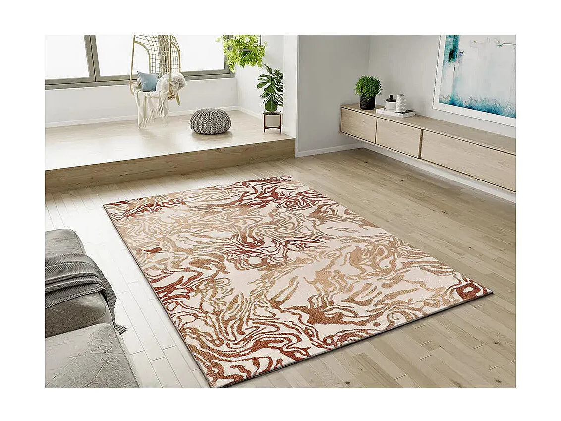 Alfombra interior  - abstracto - caldera / beige - 80 x 150 cm - ASTRA