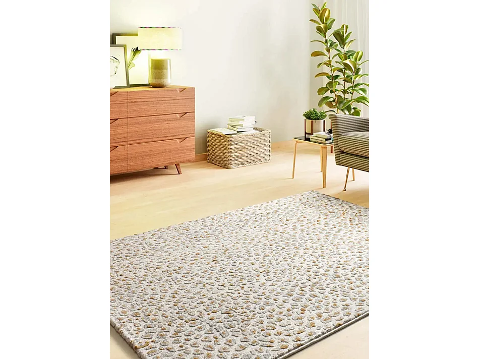 Alfombra interior  - moderno con relieve - gris / crema - 133 x 190 cm - AMARA