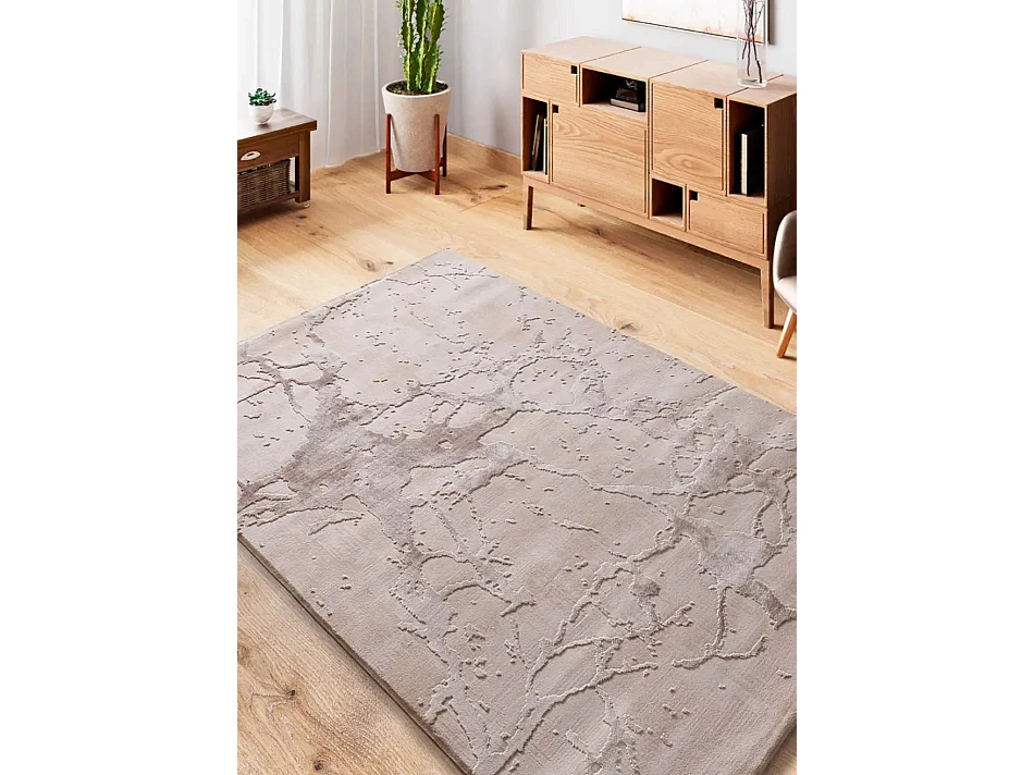 Tapis intérieur - effet marbre avec relief - beige - 154 x 230 cm - ORIS