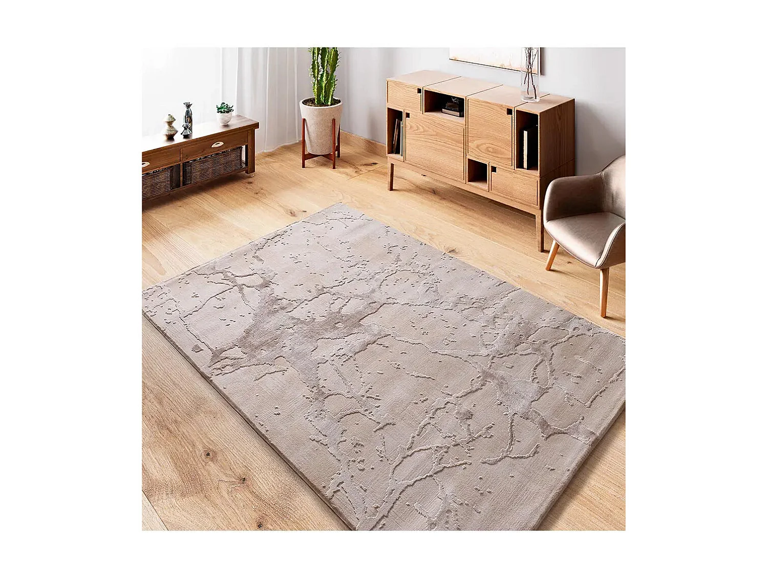 Tapis intérieur - effet marbre avec relief - beige - 154 x 230 cm - ORIS