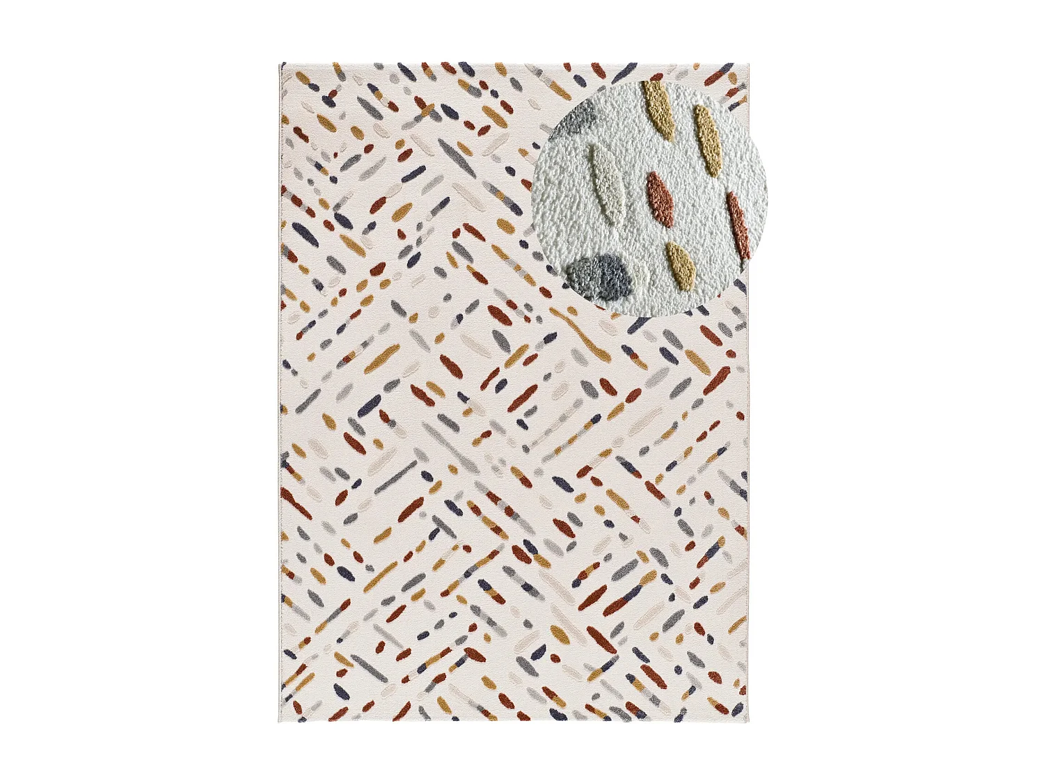 Tapis intérieur - géométrique avec relief - crème / multicolore - 160 x 230 cm - AMARA