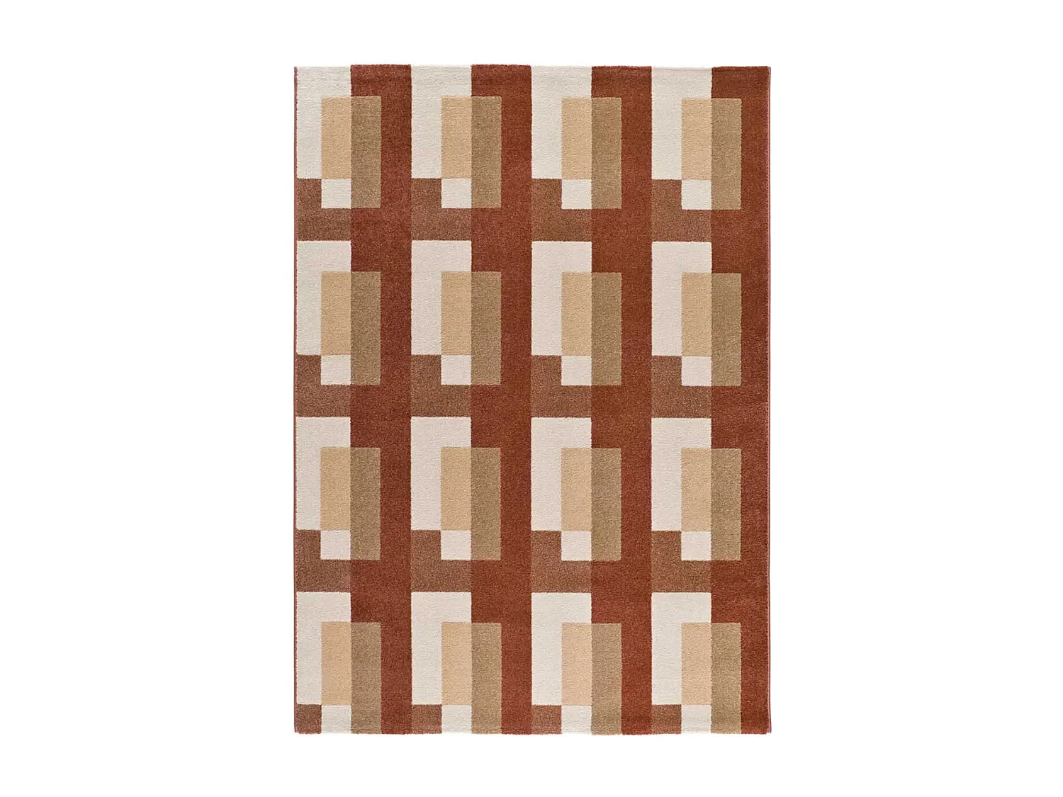 Tapis intérieur - géométrique - rouille / beige - 160 x 230 cm - ASTRA