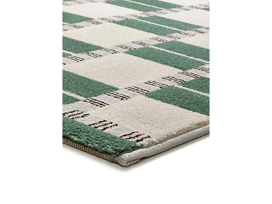 Tapis intérieur - géométrique - vert / beige - 133 x 190 cm - ASTRA