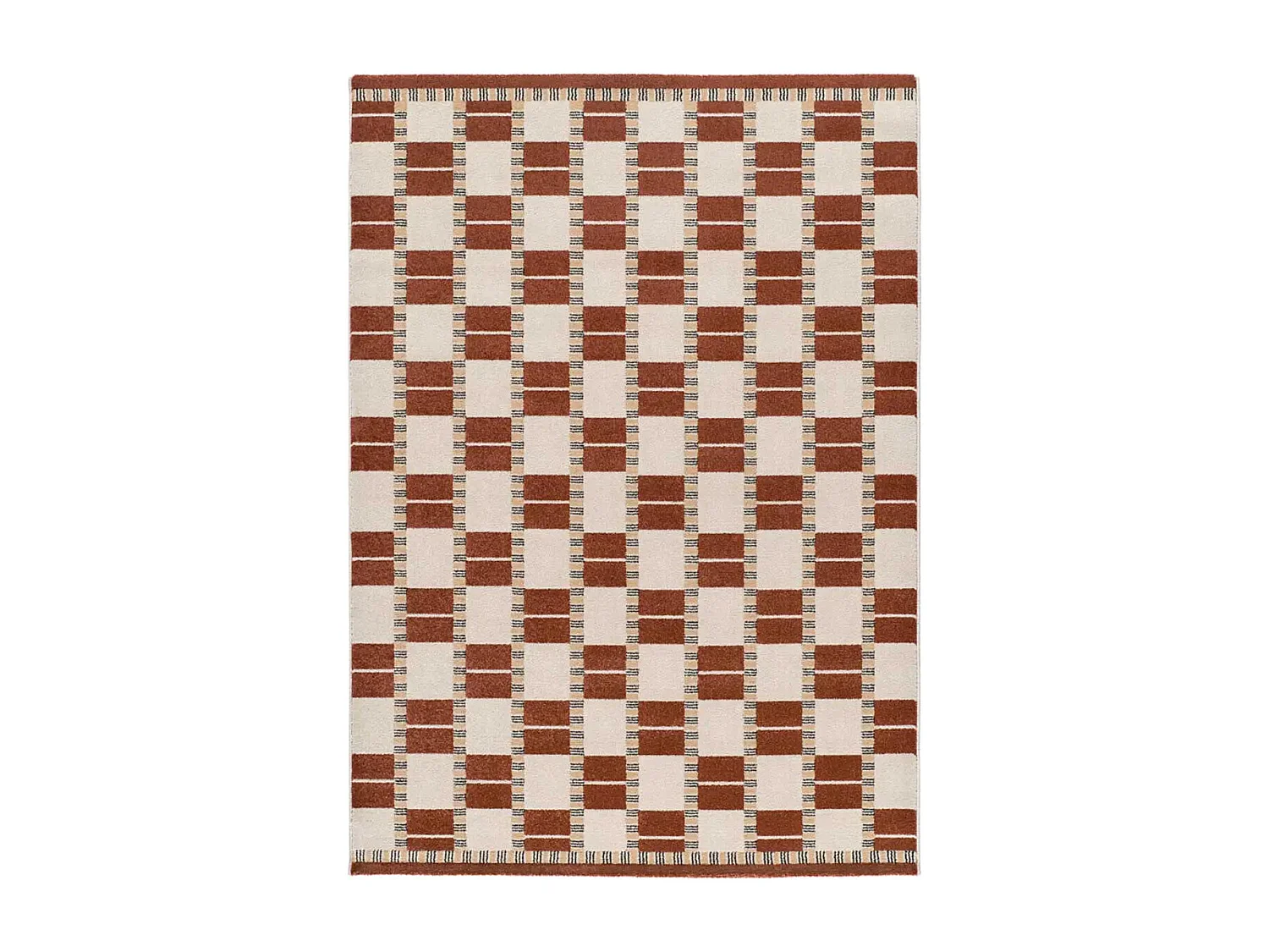 Tapis intérieur - géométrique - rouille / beige - 80 x 150 cm - ASTRA