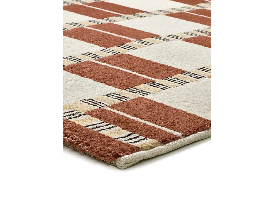 Tapis intérieur - géométrique - rouille / beige - 80 x 150 cm - ASTRA