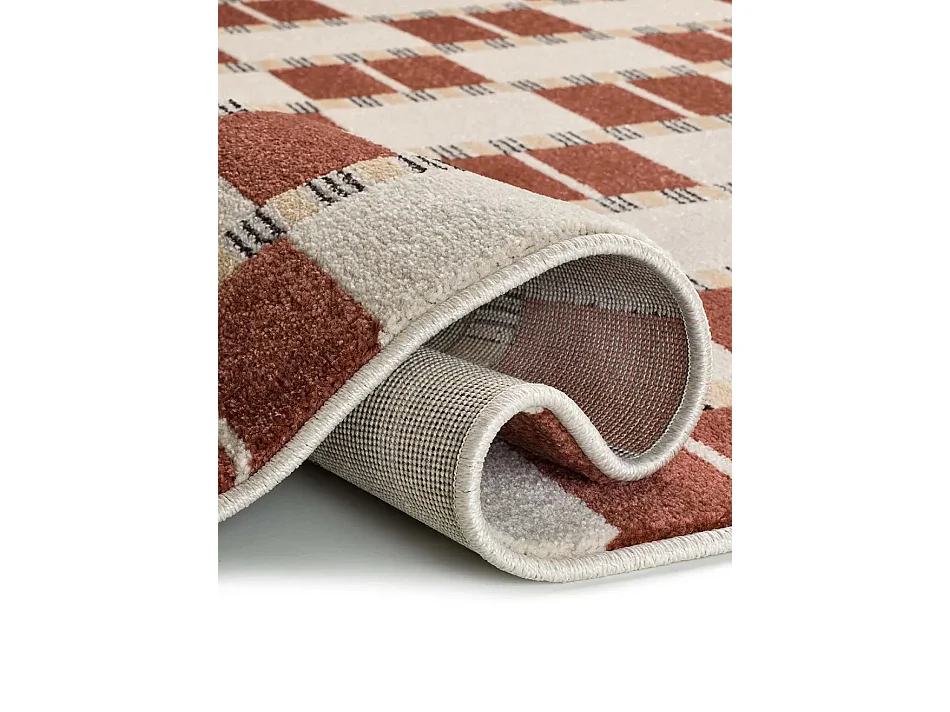 Tapis intérieur - géométrique - rouille / beige - 80 x 150 cm - ASTRA