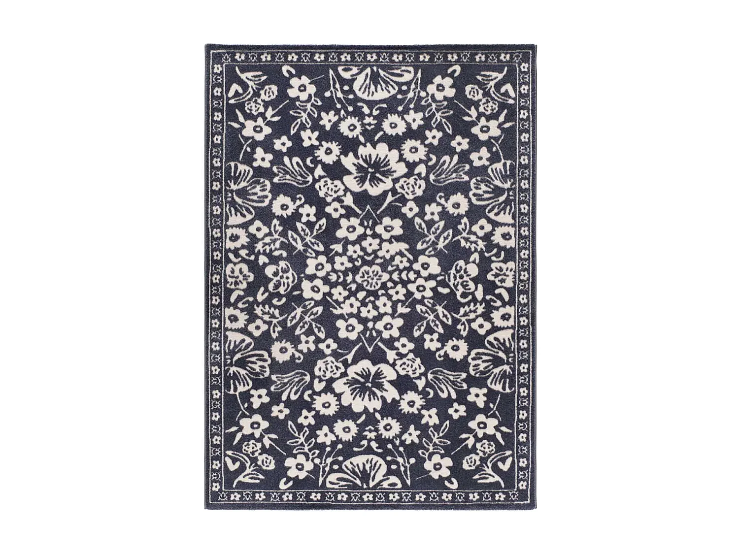Tapis intérieur - classique avec relief - bleu / crème - 133 x 190 cm - AMARA