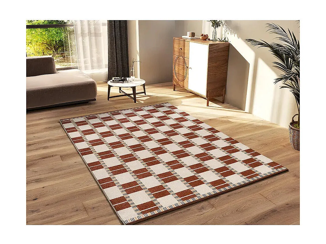 Tapis intérieur - géométrique - rouille / beige - 160 x 230 cm - ASTRA