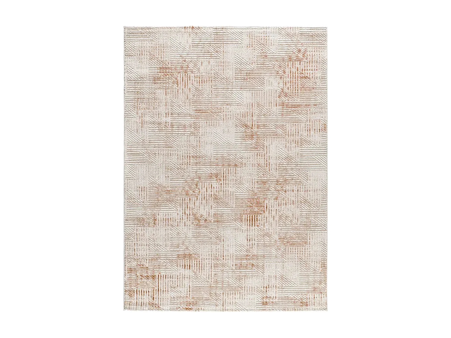 Tapis intérieur - géométrique avec relief - beige / rouille - 192 x 290 cm - KEOPS