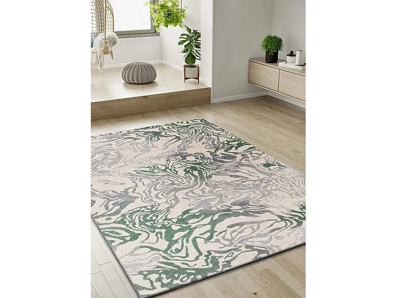 Laagpolig tapijt - abstract - groen / grijs - 160x230 cm - ASTRA