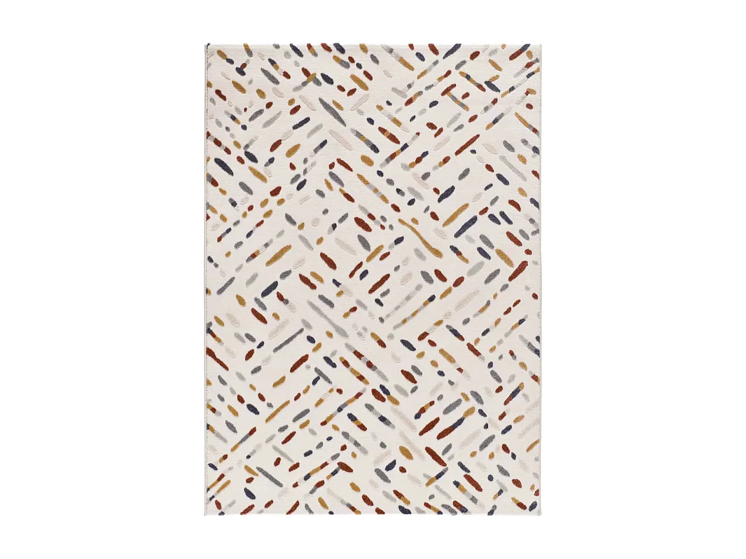 Alfombra interior  - geométrico con relieve - crema / multicolor - 80 x 150 cm - AMARA