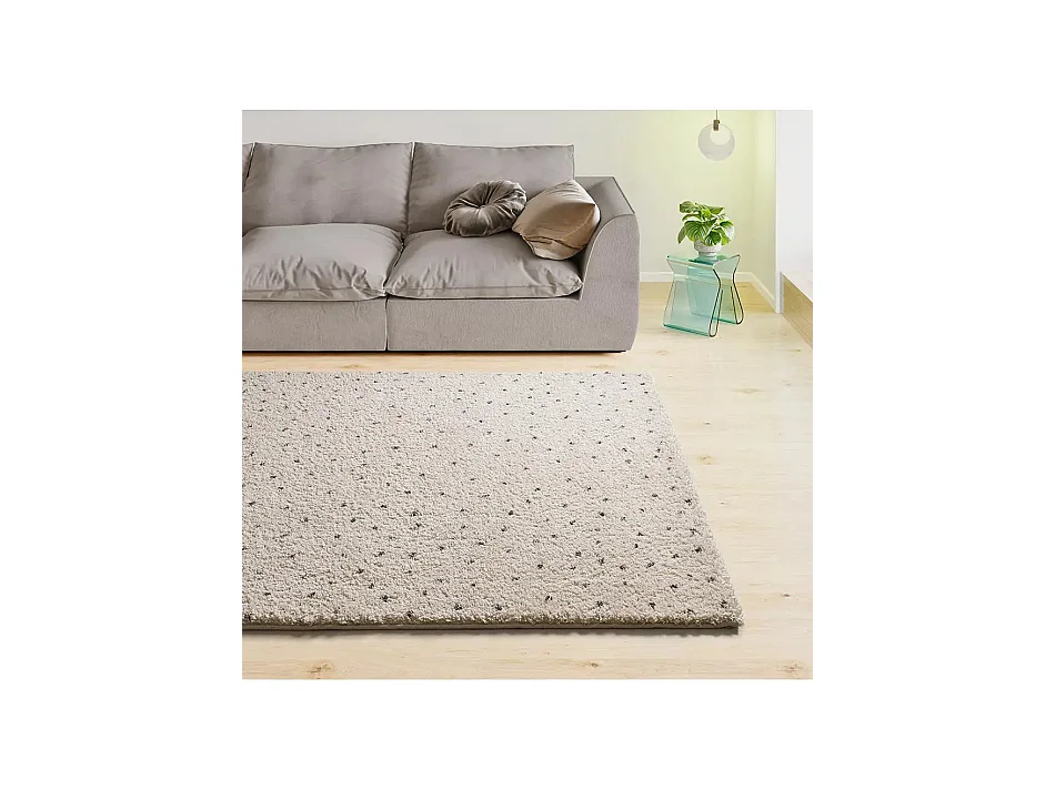 Tapis intérieur - shaggy moderne - crème / noir - 80 x 150 cm - LUSH