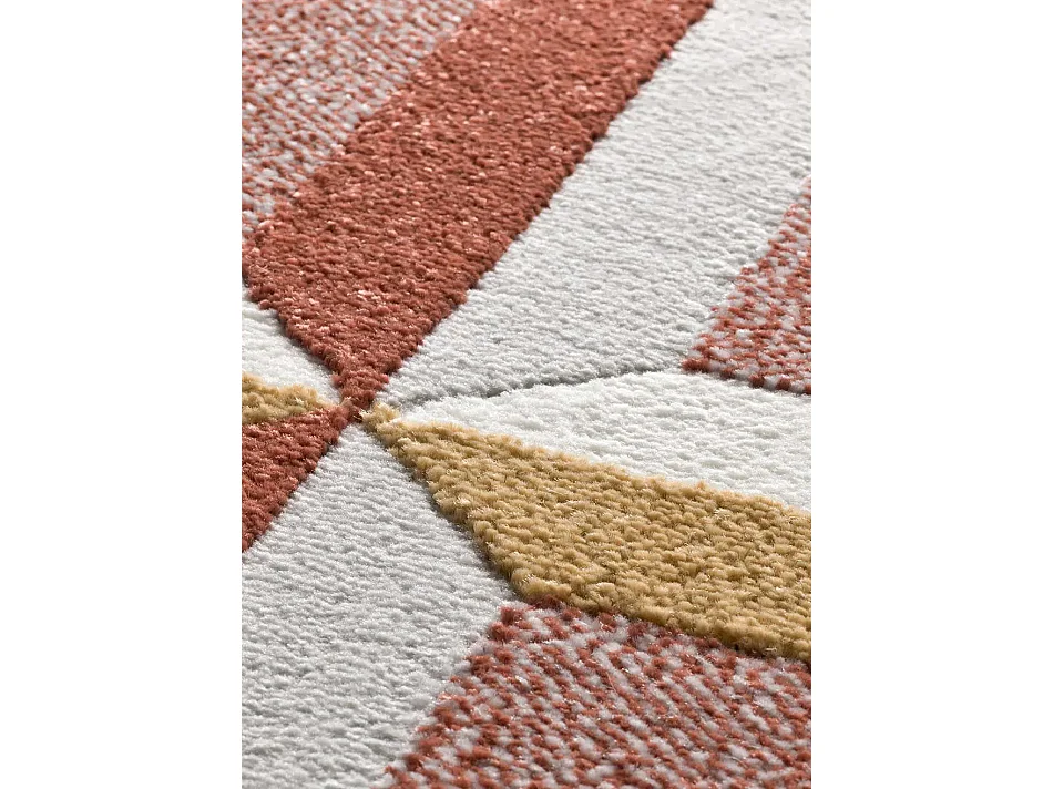 Tapis intérieur - géométrique avec relief - rouille - 133 x 190 cm - AMARA