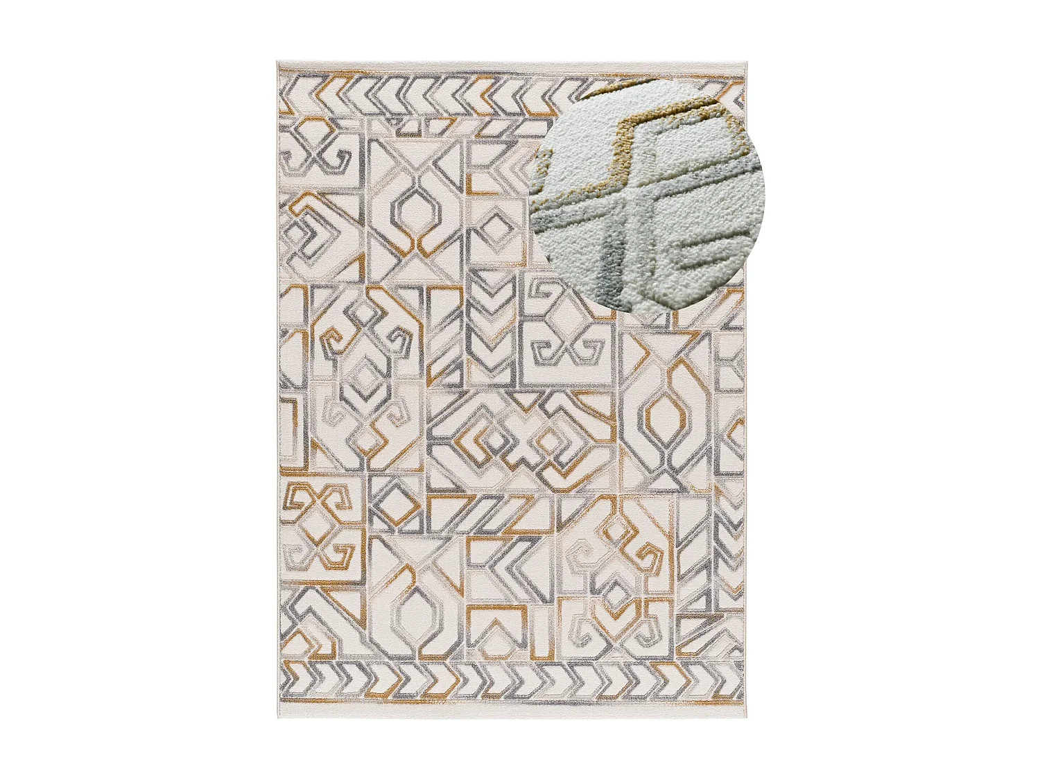 Tapis intérieur - ethnique avec relief - crème / multicolore - 80 x 150 cm - AMARA