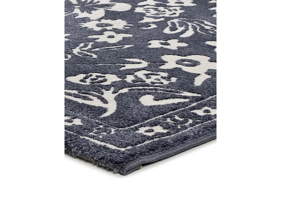 Tapis intérieur - classique avec relief - bleu / crème - 80 x 150 cm - AMARA