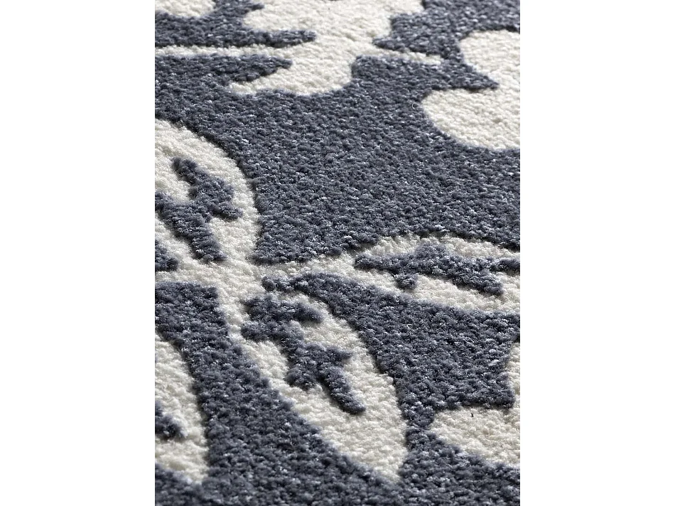 Tapis intérieur - classique avec relief - bleu / crème - 80 x 150 cm - AMARA