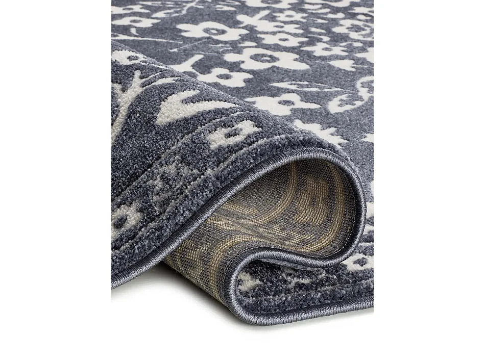 Tapis intérieur - classique avec relief - bleu / crème - 80 x 150 cm - AMARA