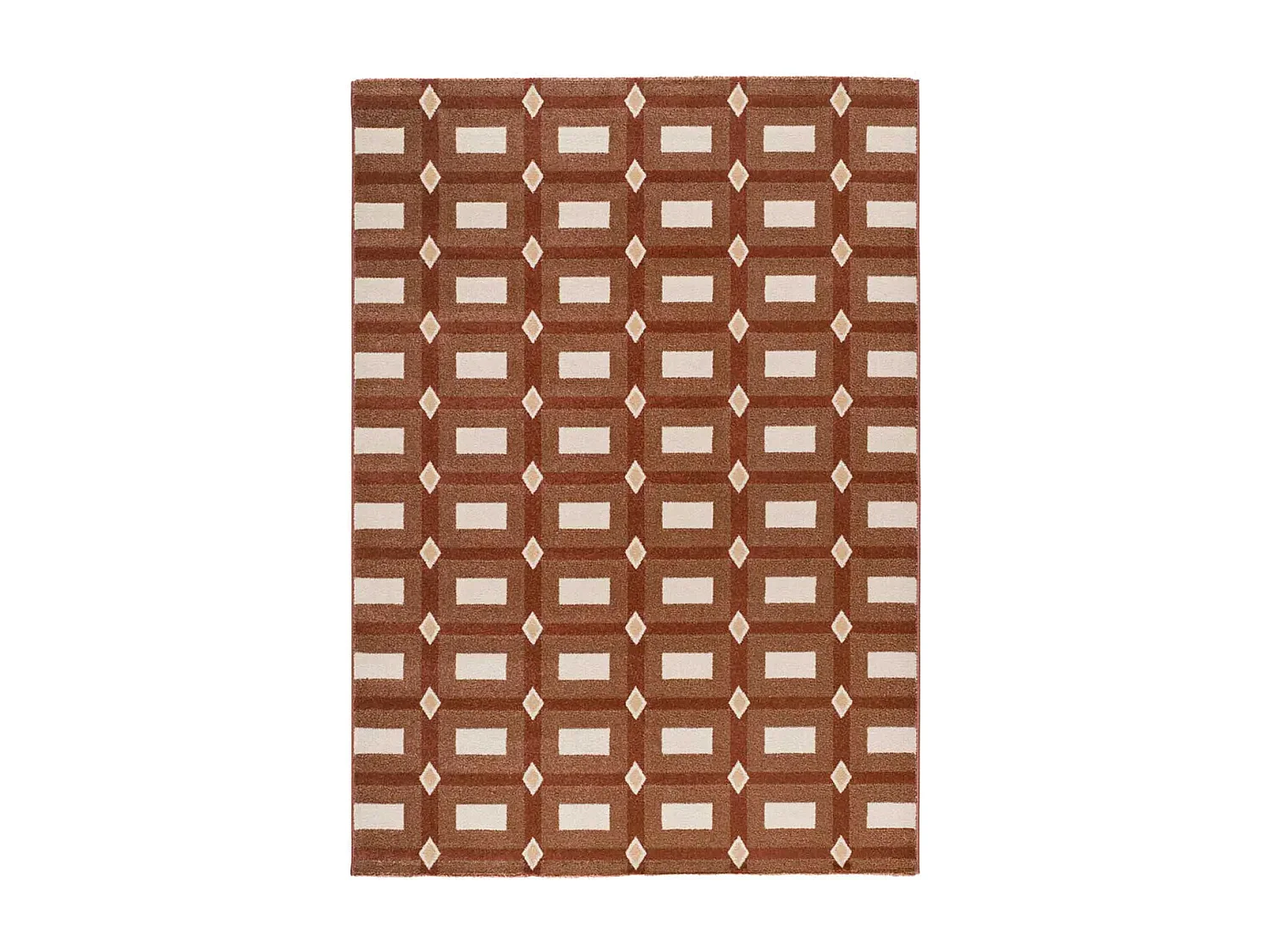 Tapis intérieur - géométrique - rouille / beige - 200 x 290 cm - ASTRA