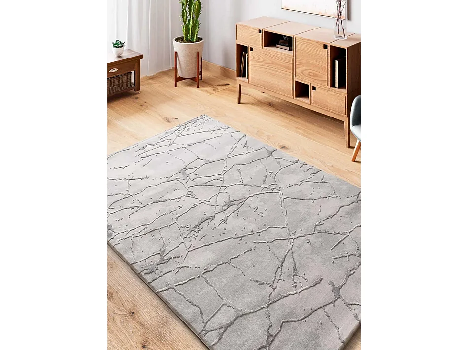 Tapis intérieur - effet marbre avec relief - gris - 115 x 170 cm - ORIS