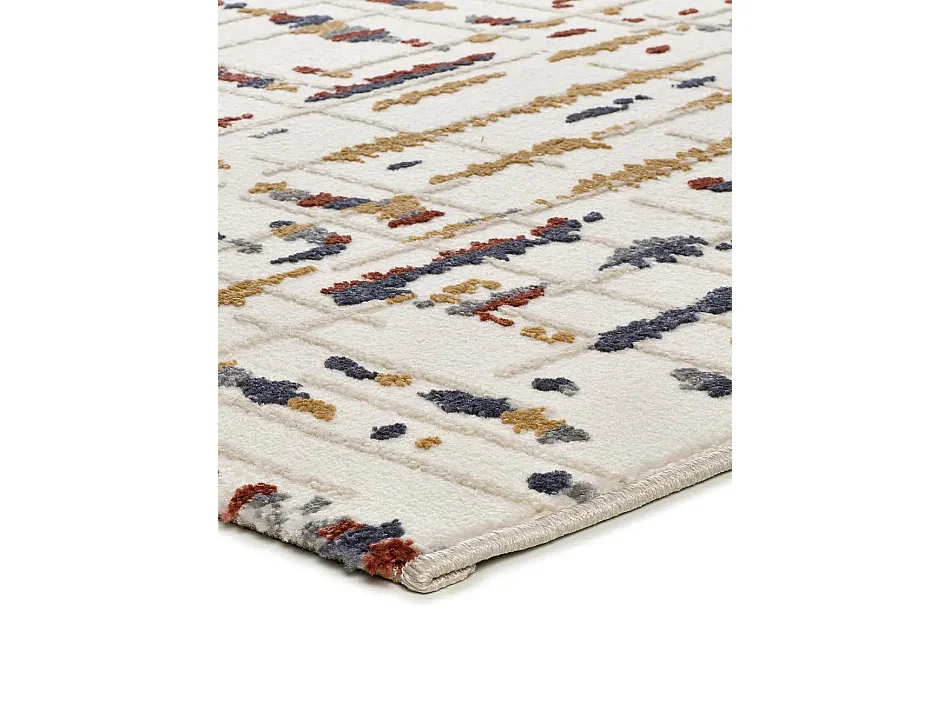 Alfombra interior  - geométrico con relieve - crema / multicolor - 80 x 150 cm - AMARA