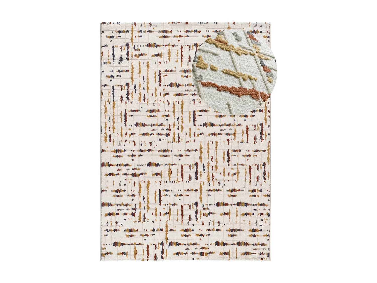 Tapis intérieur - géométrique avec relief - crème / multicolore - 80 x 150 cm - AMARA