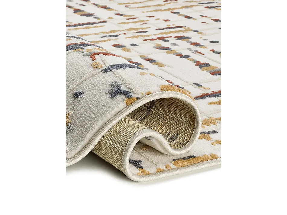 Tapis intérieur - géométrique avec relief - crème / multicolore - 80 x 150 cm - AMARA