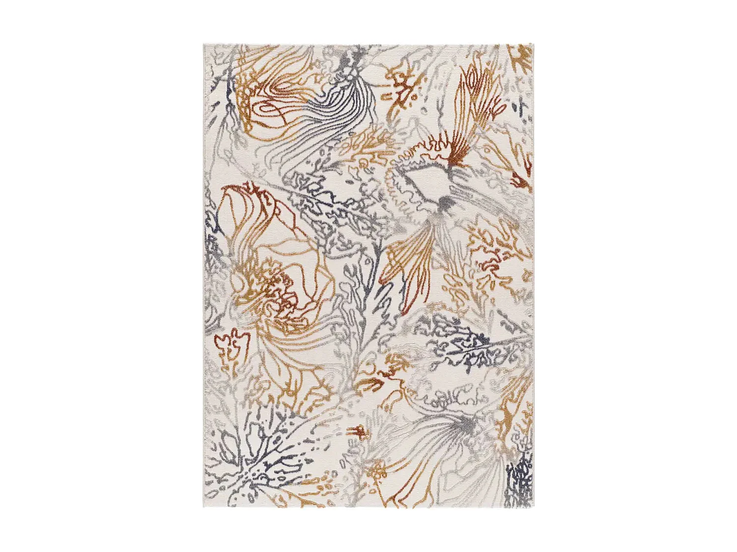 Alfombra interior  - abstracto con relieve - crema / multicolor - 133 x 190 cm - AMARA