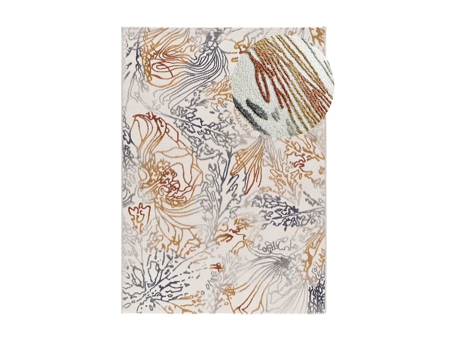 Tapis intérieur - abstrait avec relief - crème / multicolore - 133 x 190 cm - AMARA
