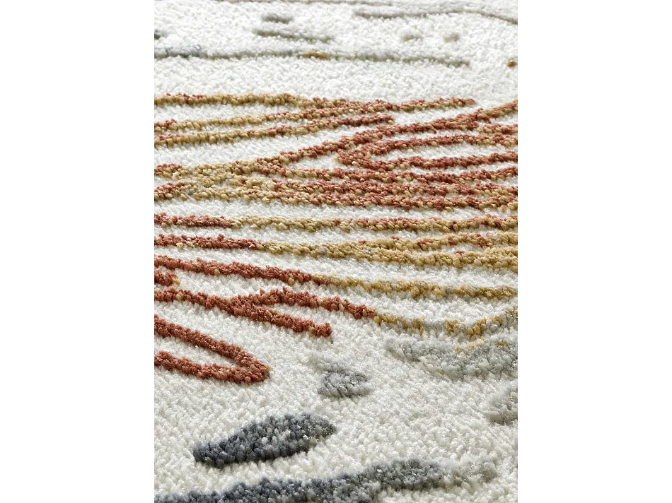 Tapis intérieur - abstrait avec relief - crème / multicolore - 133 x 190 cm - AMARA