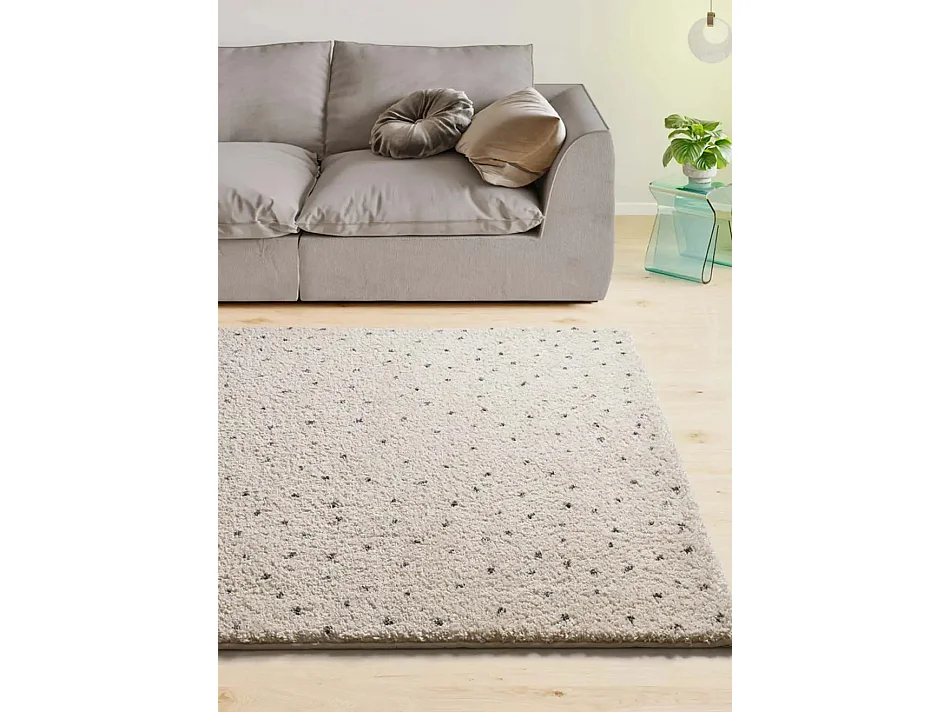 Tapis intérieur - shaggy moderne - crème / noir - 160 x 230 cm - LUSH