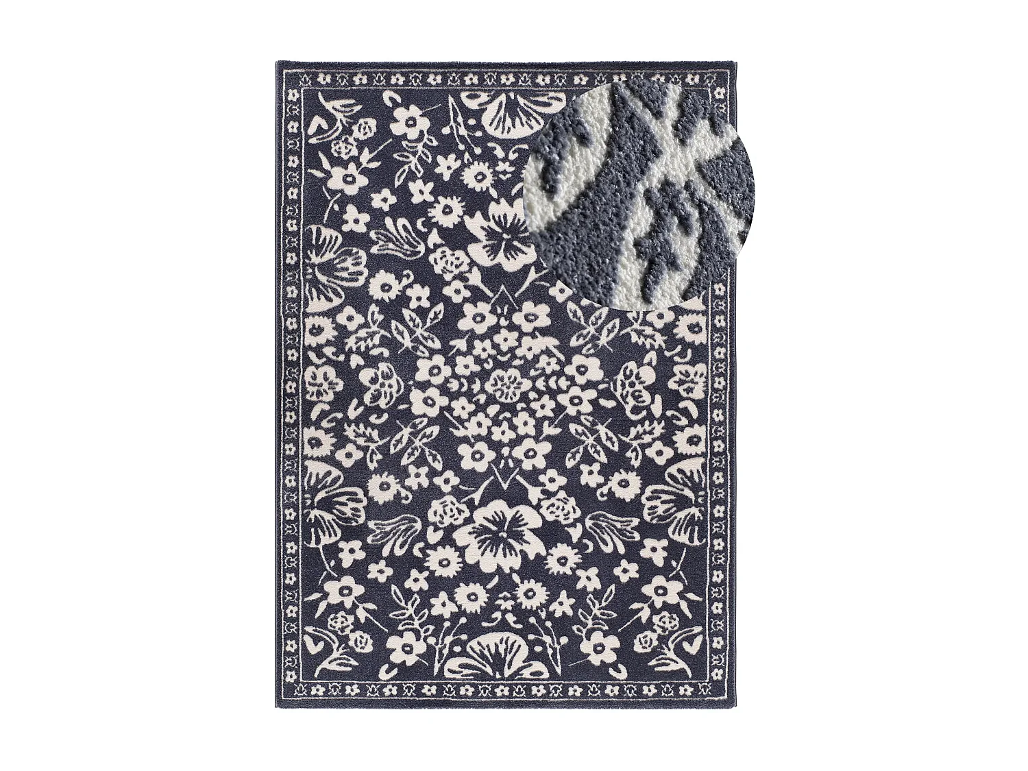 Tapis intérieur - classique avec relief - bleu / crème - 160 x 230 cm - AMARA