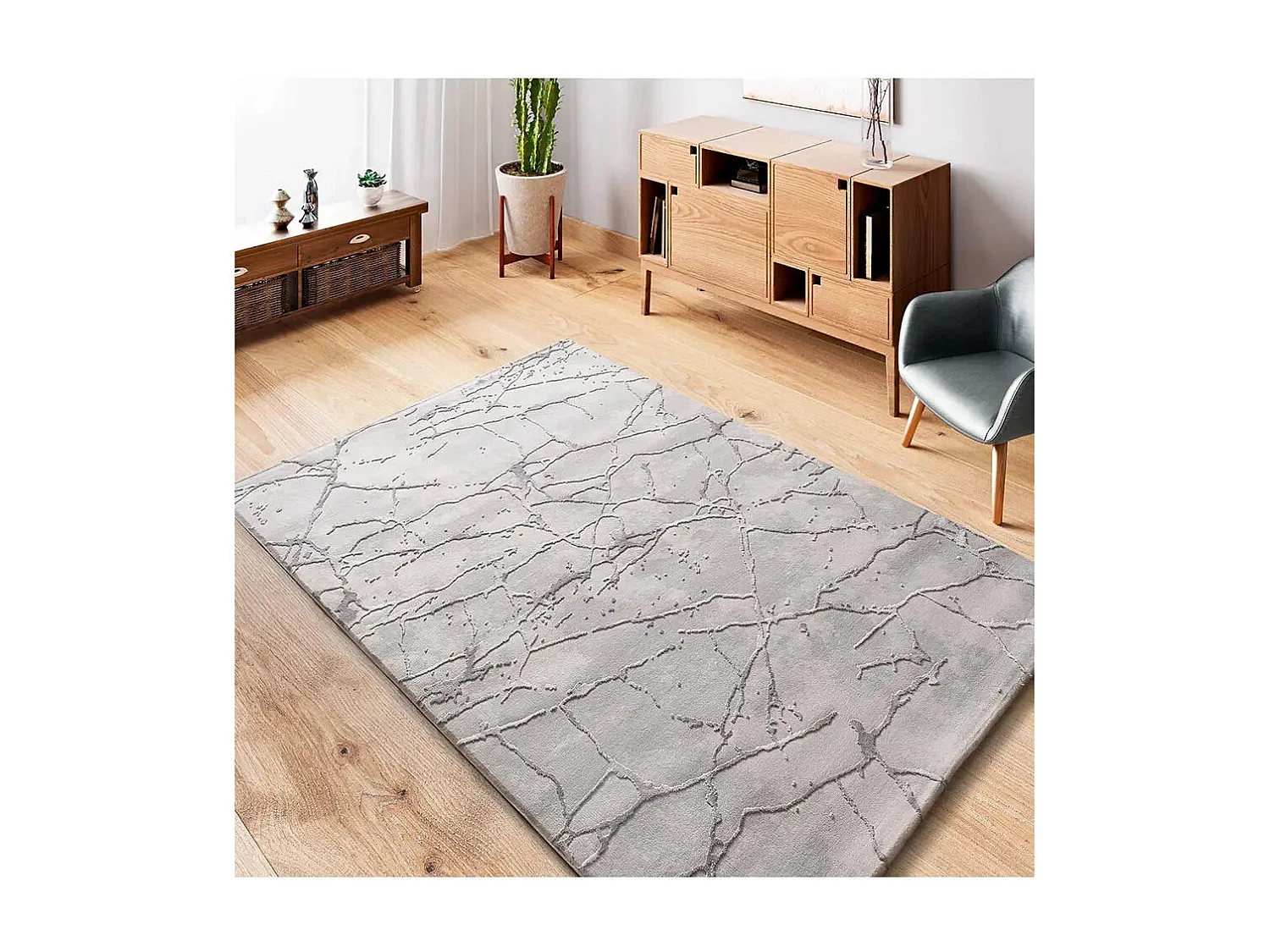 Tapis intérieur - effet marbre avec relief - gris - 154 x 230 cm - ORIS