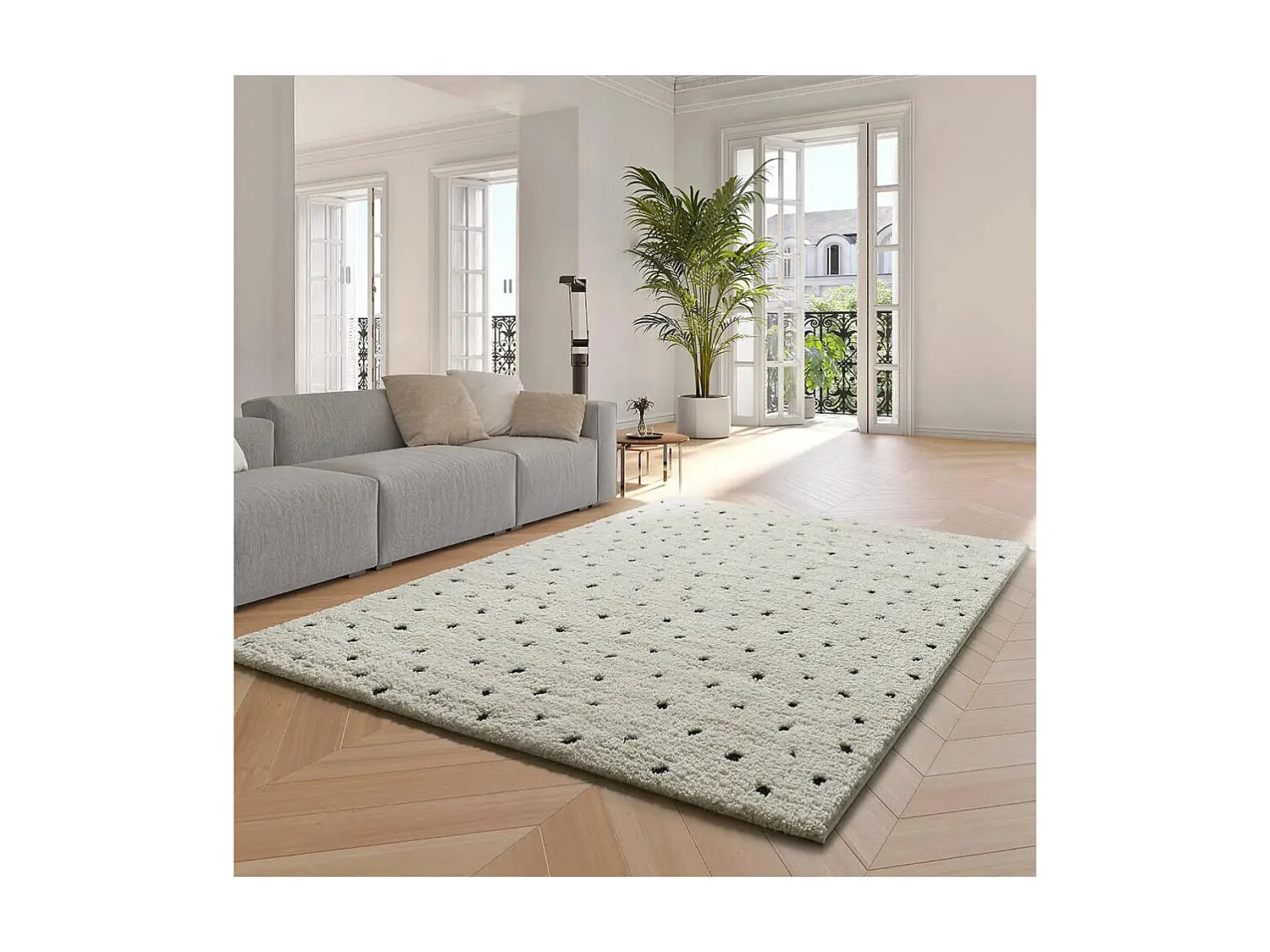 Tappeto interno - shaggy scandinavo - bianco - 60 x 120 cm - ATESA