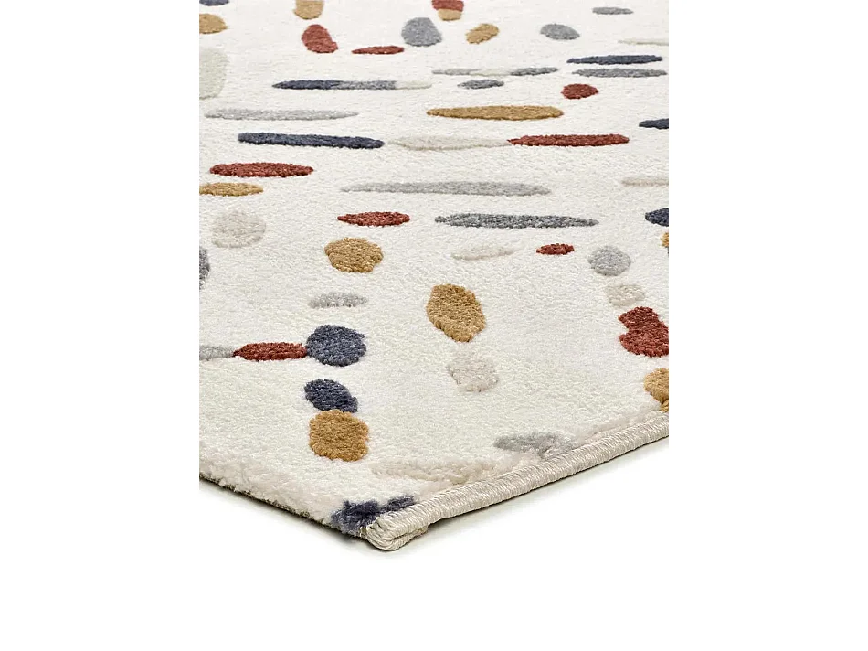 Tapis intérieur - géométrique avec relief - crème / multicolore - 200 x 290 cm - AMARA