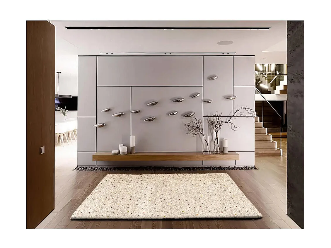 Alfombra interior  - shaggy moderno - crema / multicolor - 120 x 180 cm - LUSH