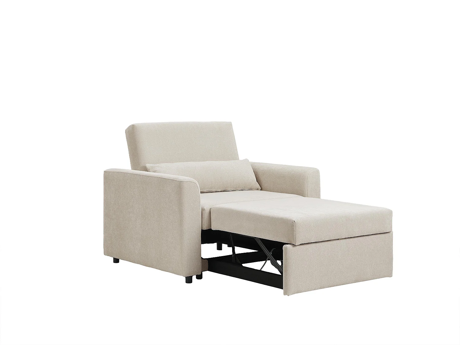 Fauteuil convertible en tissu chenille beige NINEPI