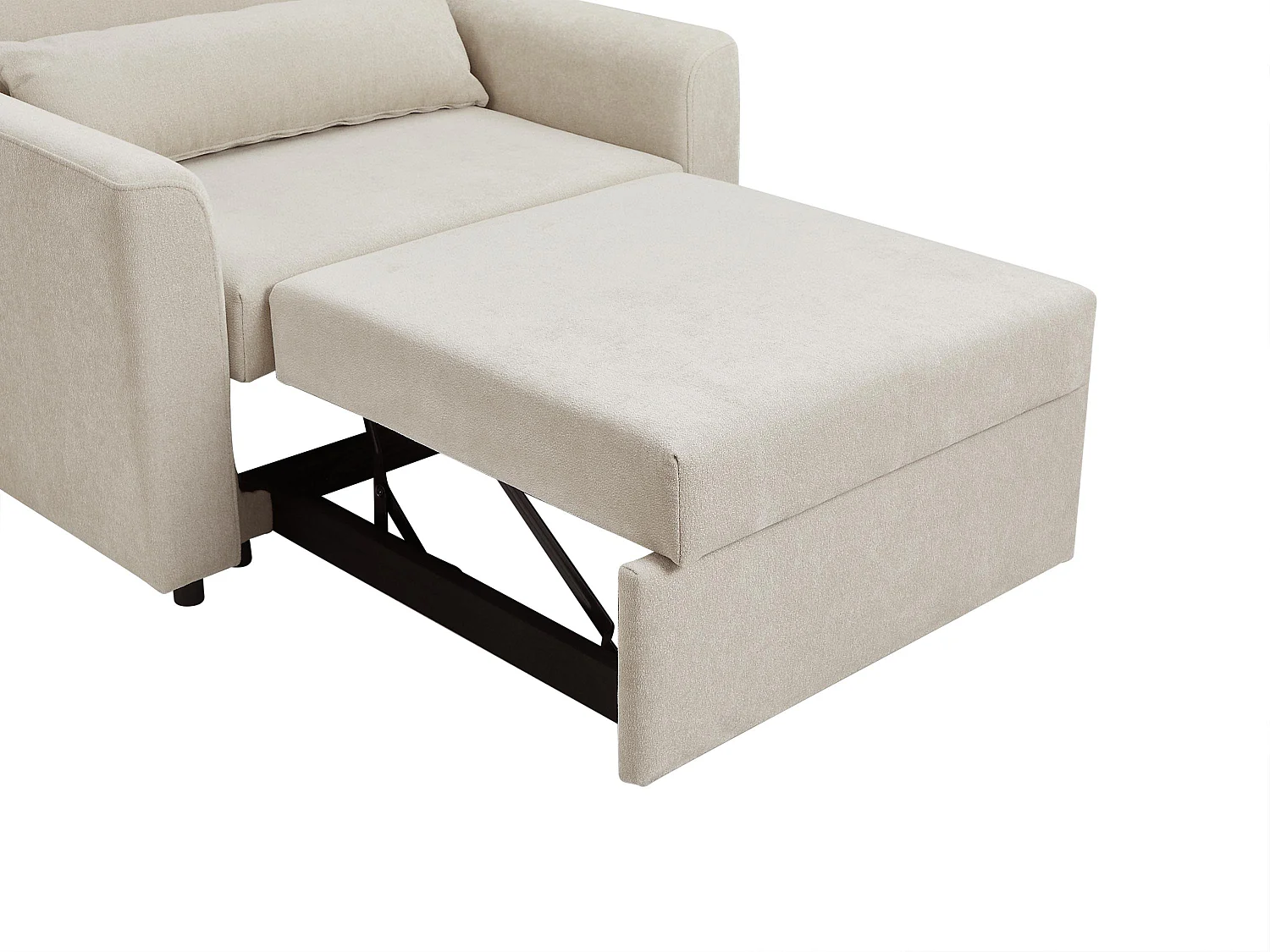 Fauteuil convertible en tissu chenille beige NINEPI