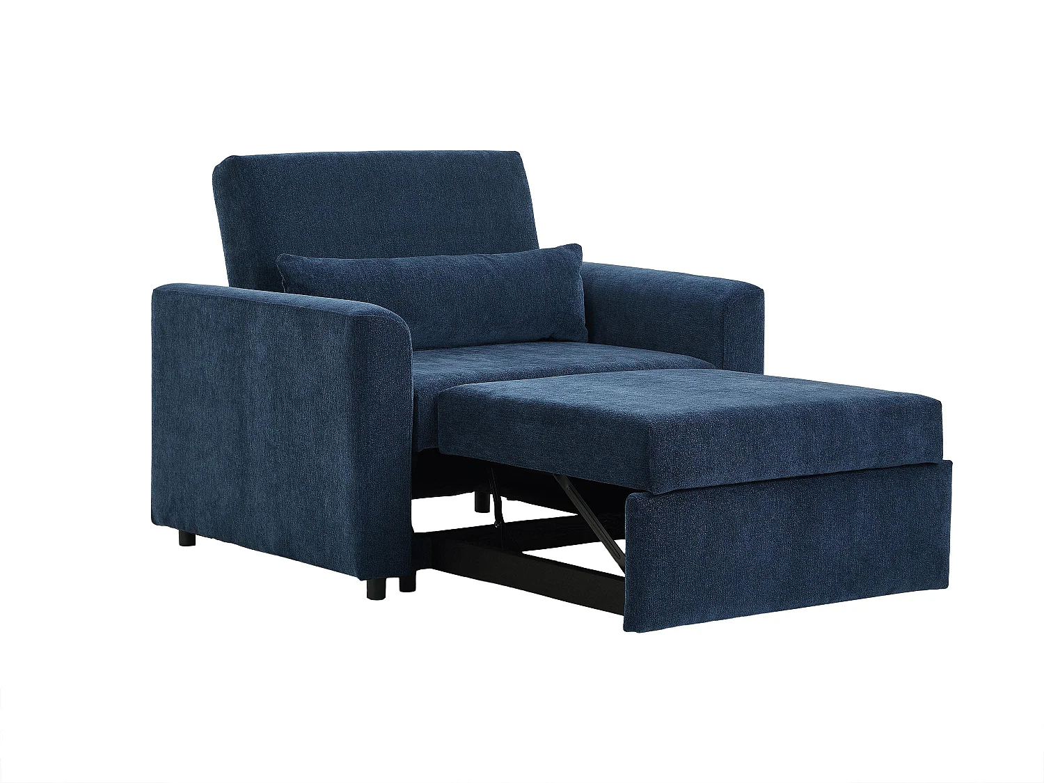 Uitklapbare fauteuil in nachtblauwe chenillestof - NINEPI