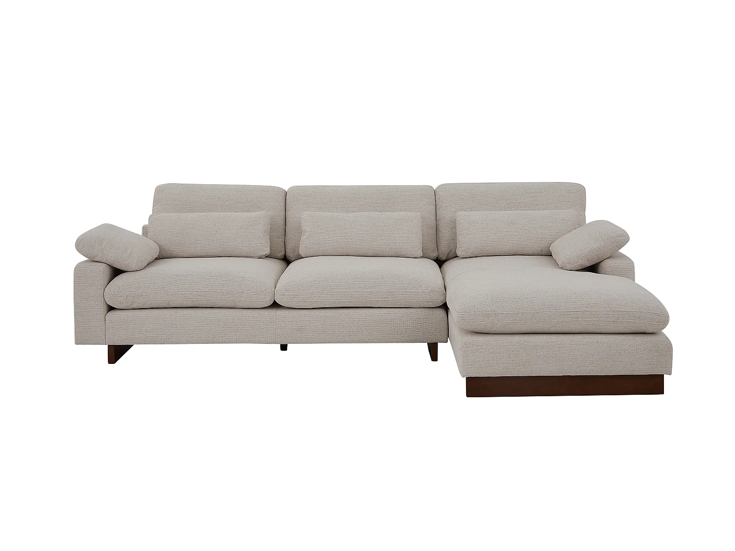 Canapé d'angle droit en tissu texturé taupe MABONO