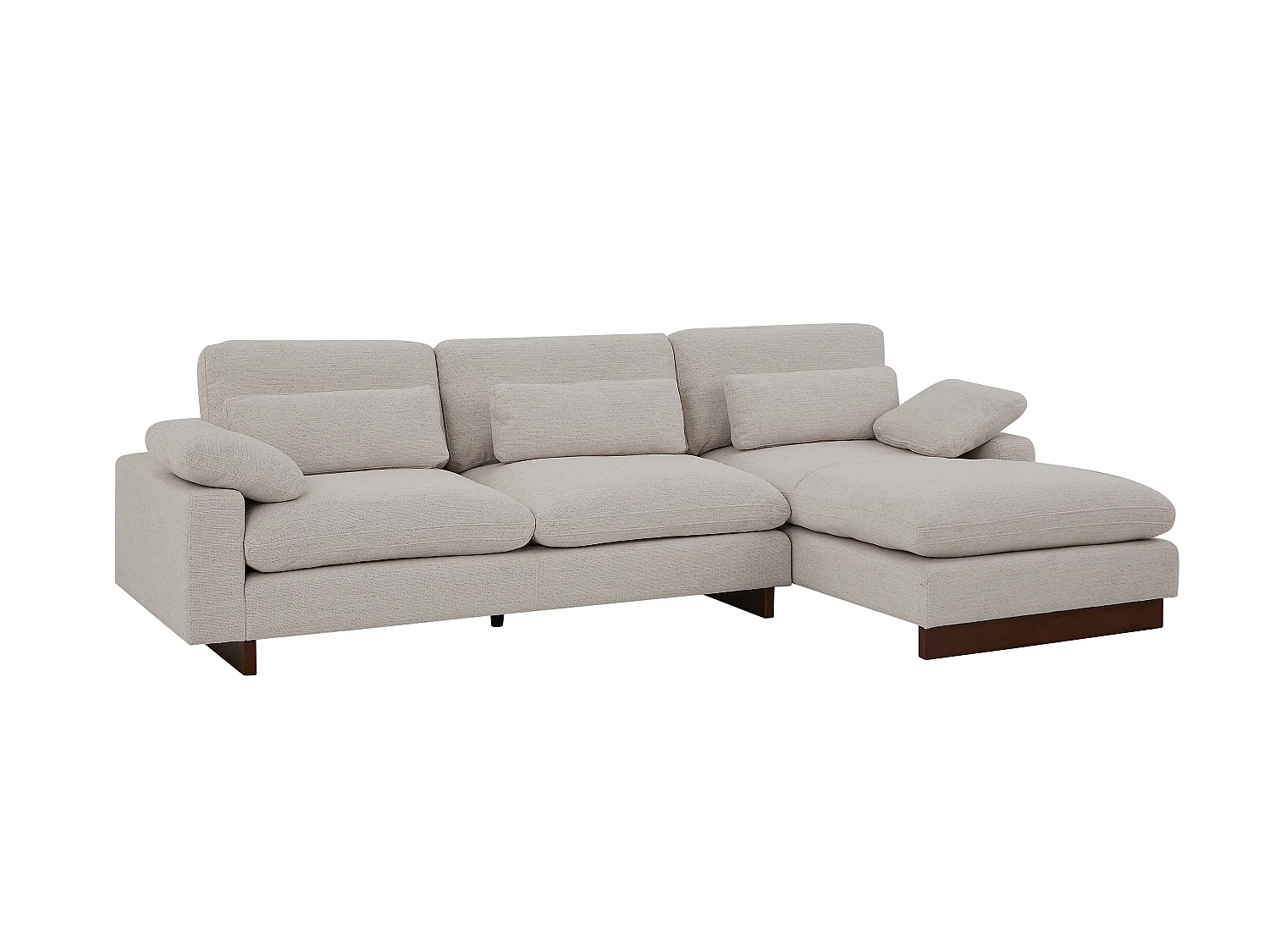 Canapé d'angle droit en tissu texturé taupe MABONO