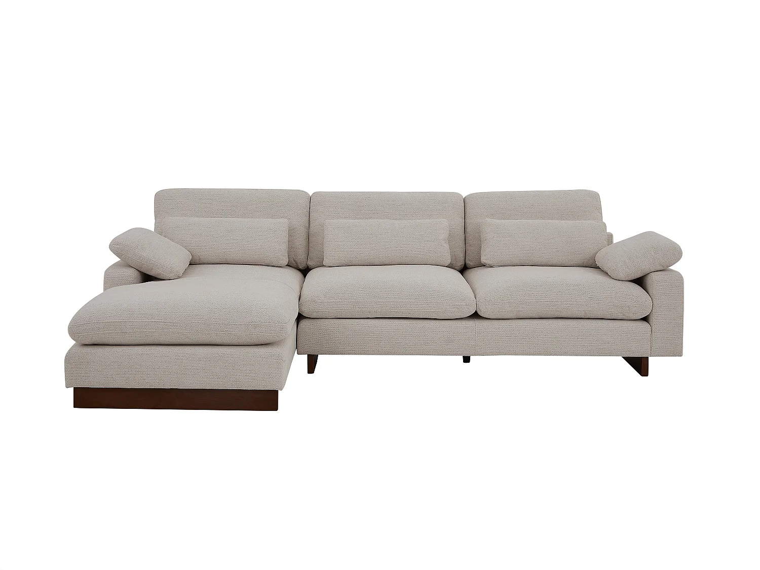 Canapé d'angle gauche en tissu texturé taupe MABONO