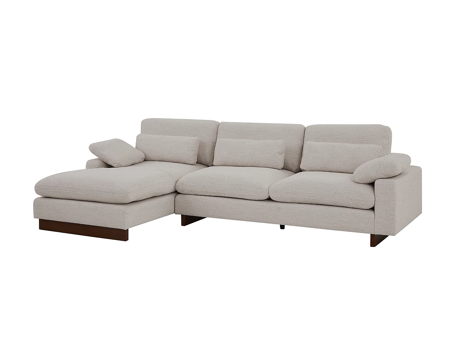 Canapé d'angle gauche en tissu texturé taupe MABONO