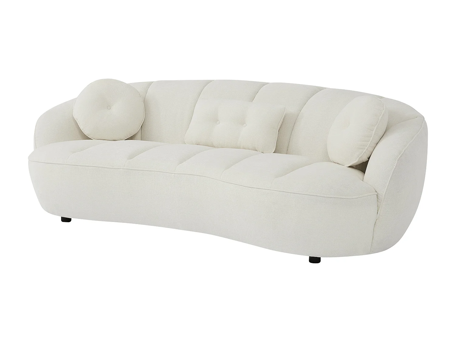 Canapé 3 places en tissu texturé blanc cassé RALIBO